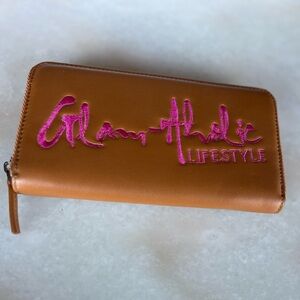 Glamaholic Lifestyle Tan Wallet with Pink Logo STANDARD SIZE